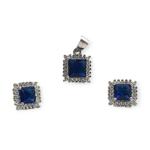 925 Sterling Silver Elegant Pendant Set in Beautiful Blue Stone